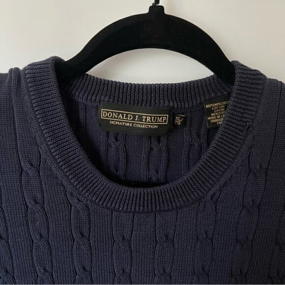 Donald J. Trump, Women’s Cotton Cable Knit Sweater - Navy Blue. Size: XL. - Picture 7 of 8